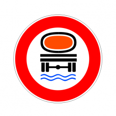 Cartello transito vietato ai veicoli che trasportano prodotti suscettibili di contaminare l'acqua, figura 64b